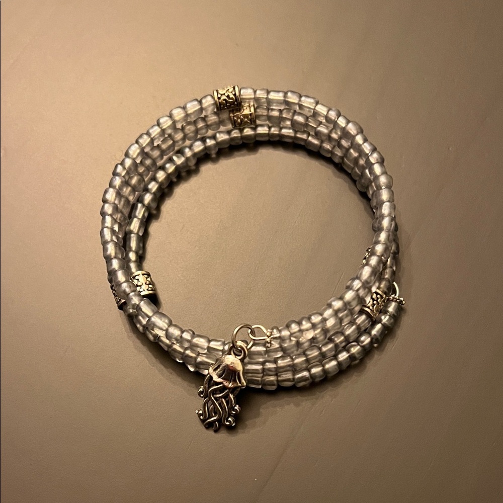 Hand Crafted Silver Wrap Bracelet with Jellyfish 🪼 Charm